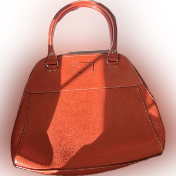 Authentic Kate Spade Pebbled Leather Bag – Poppy / Bright Orange-Red - Picture 3 of 8